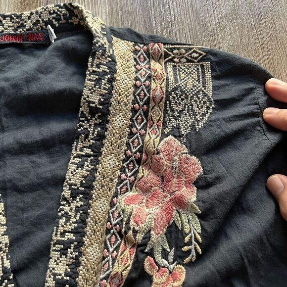 Johnny Was Workshop Flower Print Kimono Cardigan Size XS Runs Big C45619-1L Blue - Picture 7 of 12